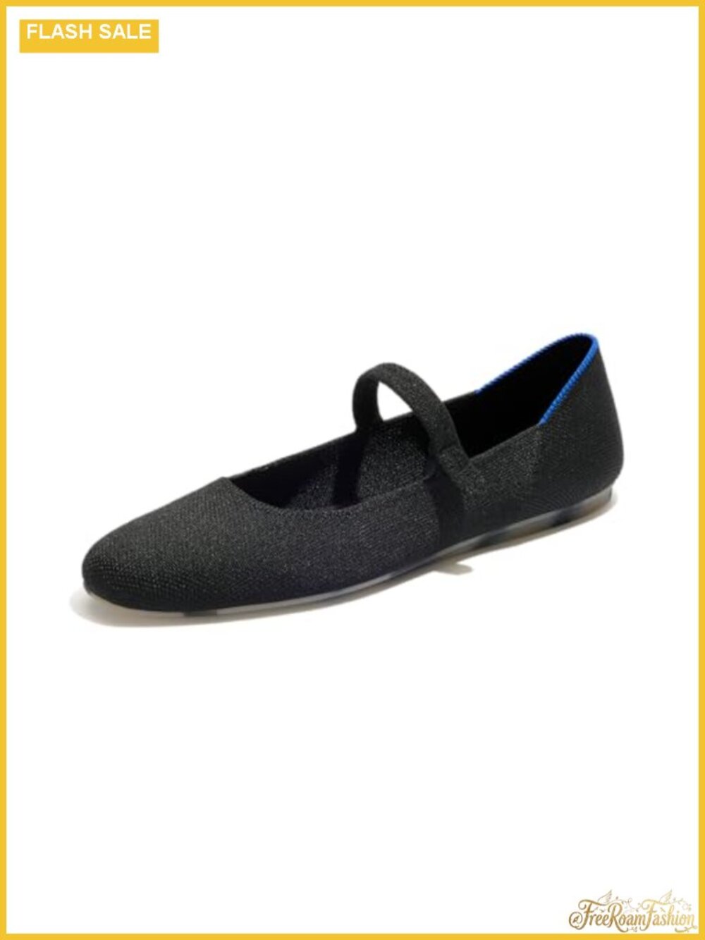 Knit Mary Jane Flats Square Toe Adjustable Strap Machine Washable